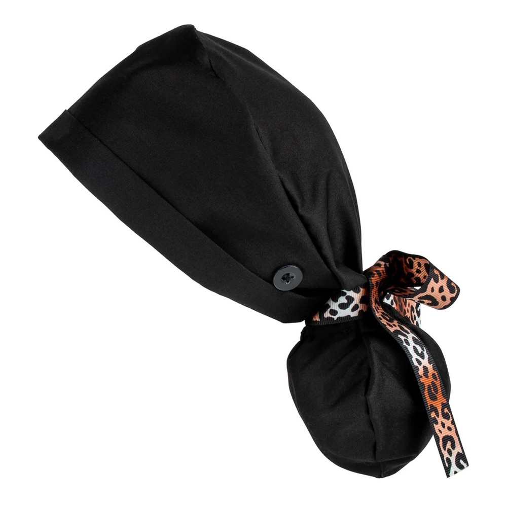 Black & Leopard Scrub Hat